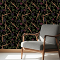 Gothic Botanical Wallpaper, Dark Green Thorn Vine Pattern, Copper Metallic Seamless Design, Manor House Decor, Gothic Wall Art
