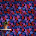 Jewel Tone Floral Wallpaper, Dark Maximalist Pattern, Ruby Sapphire Amethyst Blooms, Luxury Peel Stick, Moody Romantic Decor