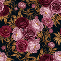 Burgundy Rose Wallpaper, Dark Romantic Floral Pattern, Victorian Botanical Design, Luxury Peel and Stick Decor