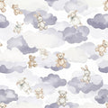 Lavender Cloud Nursery Wallpaper, Stuffed Animal Pattern, Watercolor Baby Decor, Soft Neutral Seamless Design