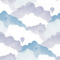 Abstract Cloud Wallpaper, Blue Watercolor Pattern, Modern Nursery Decor, Removable Wall Art, Sky Theme Home Design