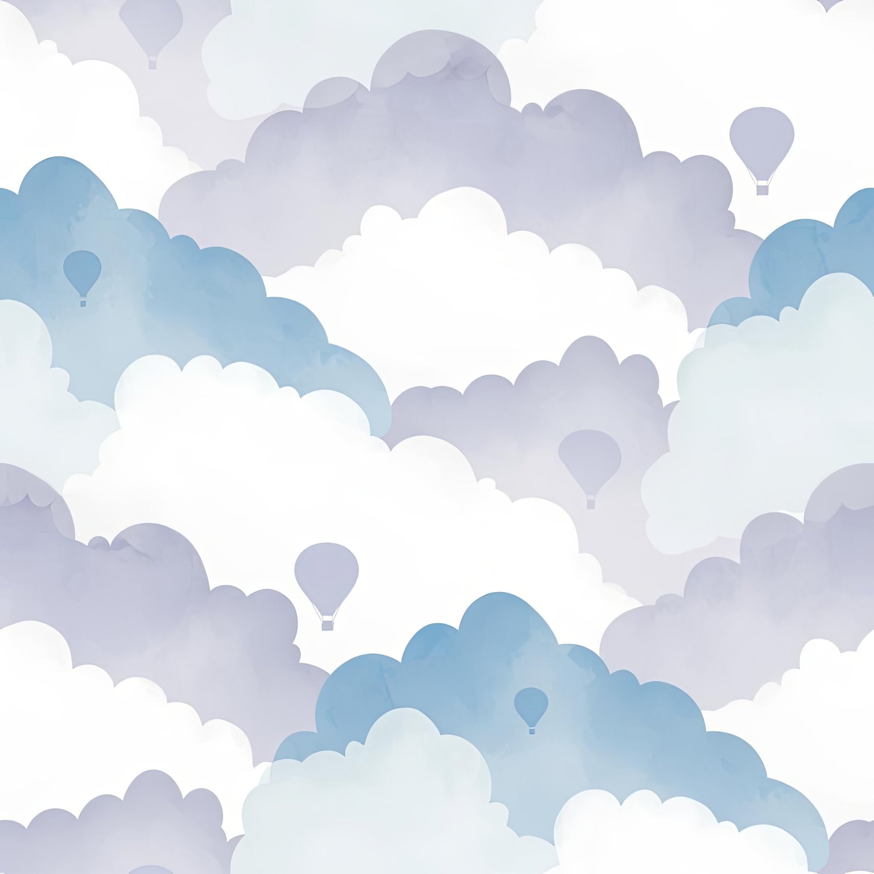 Abstract Cloud Wallpaper, Blue Watercolor Pattern, Modern Nursery Decor, Removable Wall Art, Sky Theme Home Design