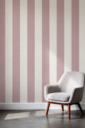 Cream and Rose Vertical Stripe Wallpaper, Neoclassical Seamless Pattern, Elegant Nursery Decor, Luxury Removable Paper