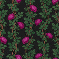 Art Nouveau Rose Wallpaper, Emerald Green Floral Vine, Dark Botanical Pattern, Luxury Removable Wallpaper, Maximalist Decor