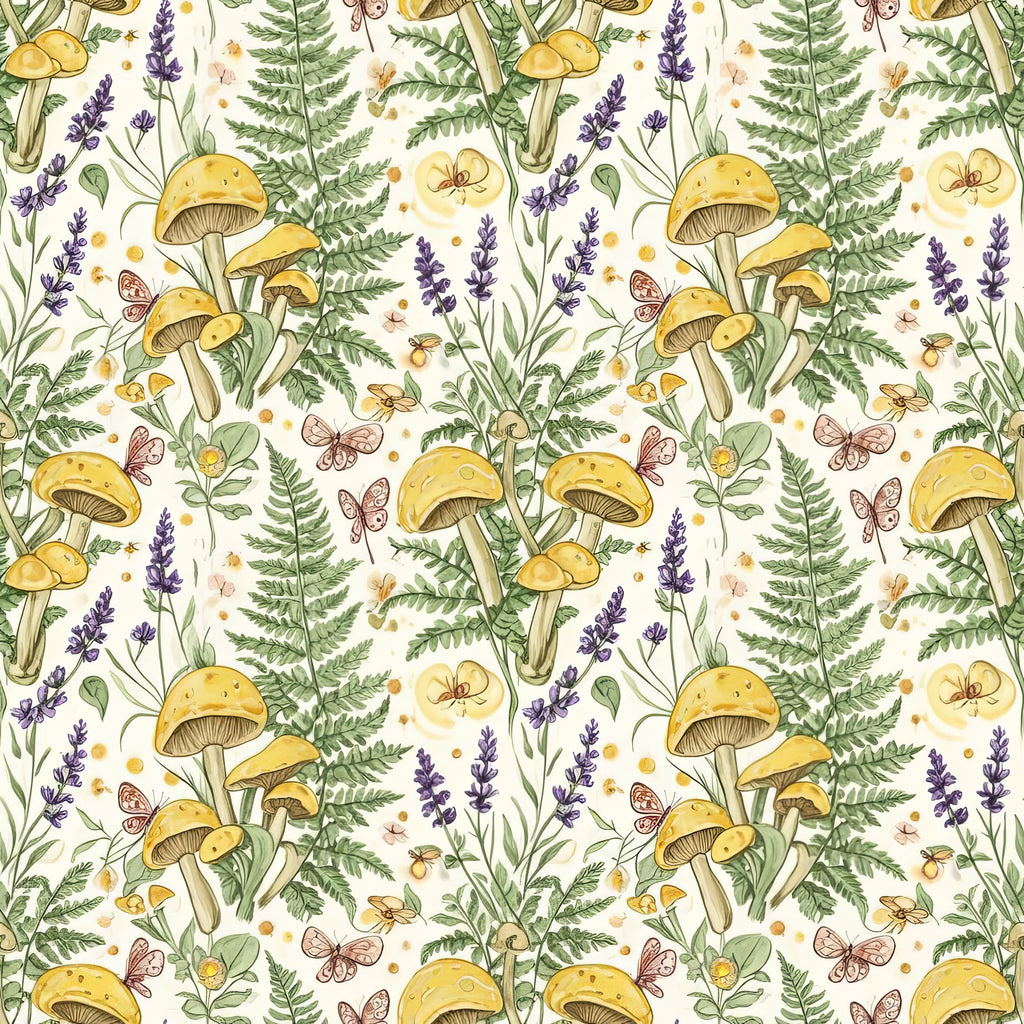 Enchanted Forest Wallpaper, Botanical Fairy Tale Design, Magical Woodland Nursery Decor, Nature Wall Art Pattern