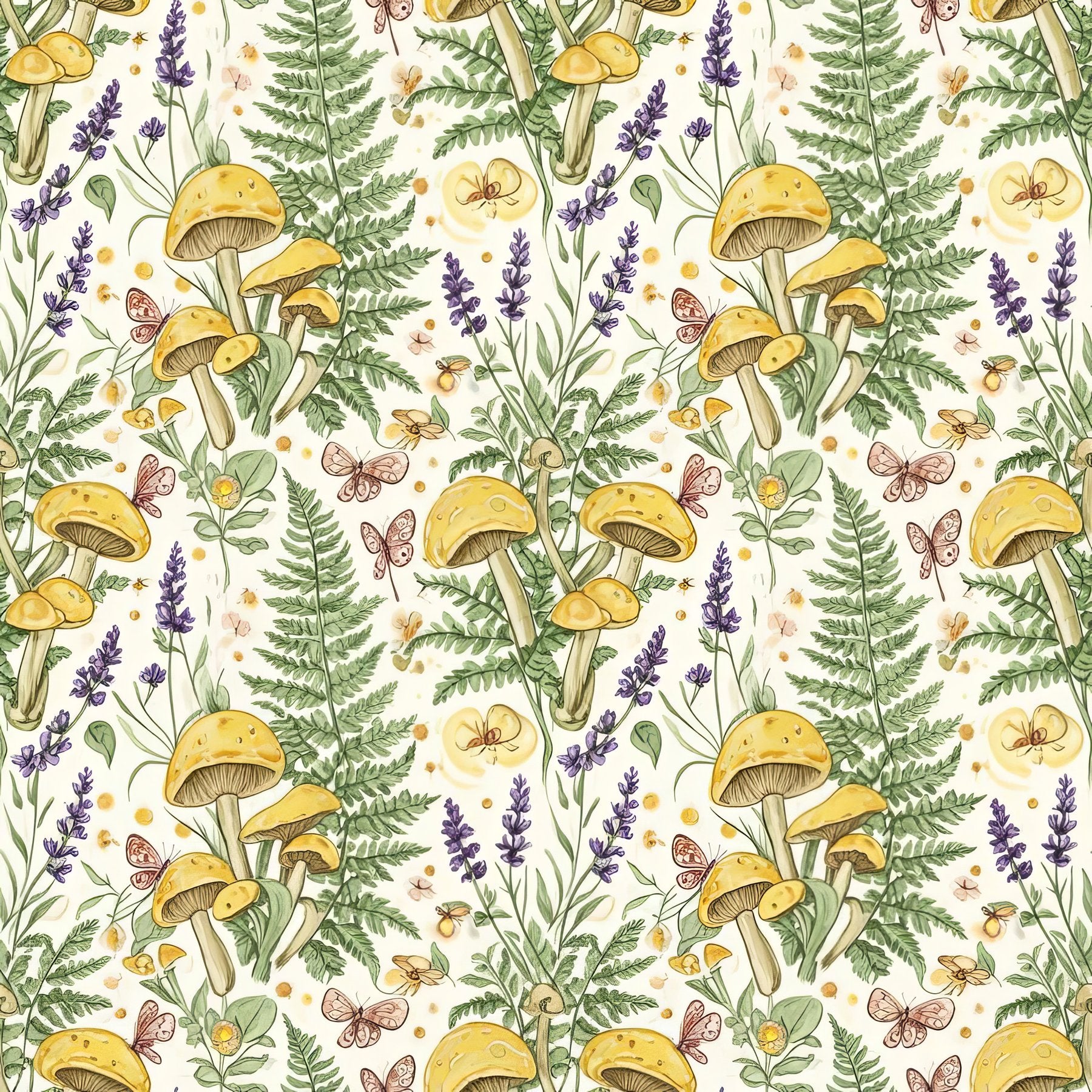 Enchanted Forest Wallpaper, Botanical Fairy Tale Design, Magical Woodland Nursery Decor, Nature Wall Art Pattern