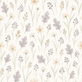 Botanical Meadow Wallpaper, Sage Grass Stems Floral Print, Watercolor Peel and Stick, Scandinavian Style Bedroom Wall