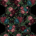 Geometric Floral Wallpaper, Hexagon Botanical Pattern, Dark Romantic Maximalist, Burgundy Teal Green, Luxury Modern Wallpaper