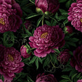 Dark Romantic Peony Wallpaper, Magenta Floral Pattern, Baroque Style Removable Wallpaper, Luxury Home Decor, Moody Maximalist