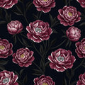 Dark Burgundy Peony Wallpaper, Navy Floral Pattern, Large Scale Botanical Design, Luxury Peel Stick, Dramatic Home Decor