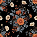 Moody Victorian Dahlia Wallpaper, Dark Botanical Pattern, Black Floral Decor, Romantic Arts & Crafts Wall Art Design