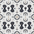 Mystical Geometric Wallpaper, Navy Copper Art Nouveau Pattern, Celestial Moon Star Design, Modern Gothic Home Decor