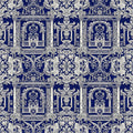 Baroque Castle Rose Wallpaper, Navy Blue Silver Floral Pattern, Renaissance Luxury Design, Royal Home Decor, Premium Wall Art