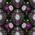 Enchanted Floral Wallpaper, Plum Purple Silver Damask, Victorian Gothic Pattern, Luxury Baroque Peel and Stick