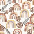 Rainbow Watercolor Wallpaper, Fern Leaf Pattern, Boho Tropical Design, Removable Wall Art, Nursery Nature Decor