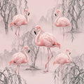 Rose Quartz Flamingo Wallpaper, Chinoiserie Pink Pattern, Luxury Bird Wall Art, Realistic Silk Texture, Elegant Nursery Wallpaper