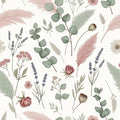 Sage Green Botanical Wallpaper, Eucalyptus Pattern, Boho Nature Design, Peel and Stick Wall Decor, Modern Nursery Art
