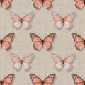 Salmon Pink Butterfly Wallpaper, Realistic Toile Pattern, Luxury Linen Texture, Whimsical Nature Wall Art, Soft Pink Peel and Stick