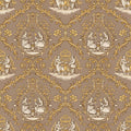 French Toile Love Wallpaper, Sepia Brown Romantic Pattern, Vintage Courtly Scenes Design, Classic Peel and Stick