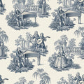 Music Toile Wallpaper, Slate Blue Classical Pattern, Musician Wall Decor, Luxury Peel and Stick, French Country Home Decor