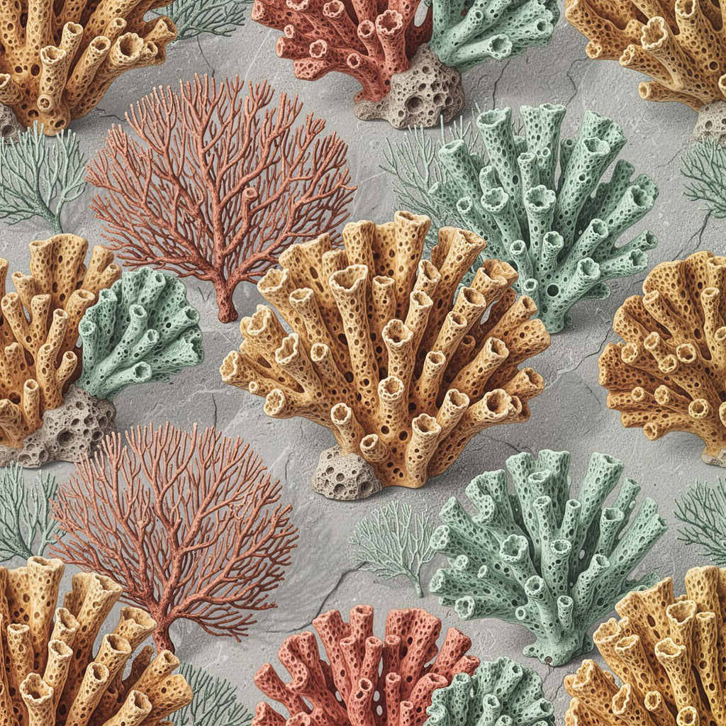 Terracotta Coral Wallpaper, Realistic Reef Wall Decor, Luxury Earth Tone Nursery, Coastal Abstract Pattern, Seafoam Green Peel and Stick Art
