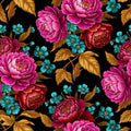 Victorian Dark Botanical Wallpaper, Dramatic Floral Pattern, Burgundy Rose Design, Moody Luxury Home Decor Art