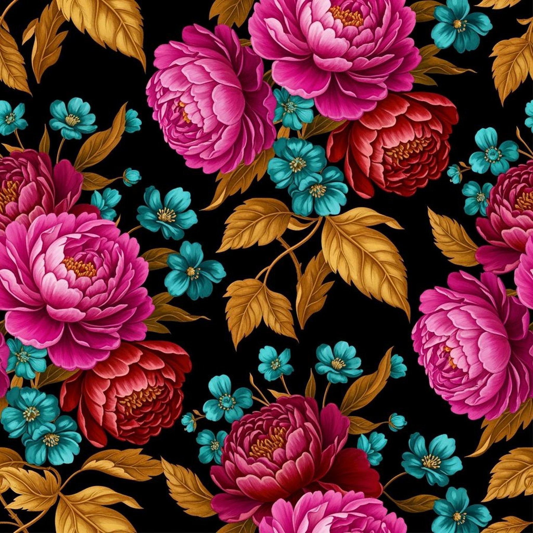 Victorian Dark Botanical Wallpaper, Dramatic Floral Pattern, Burgundy Rose Design, Moody Luxury Home Decor Art