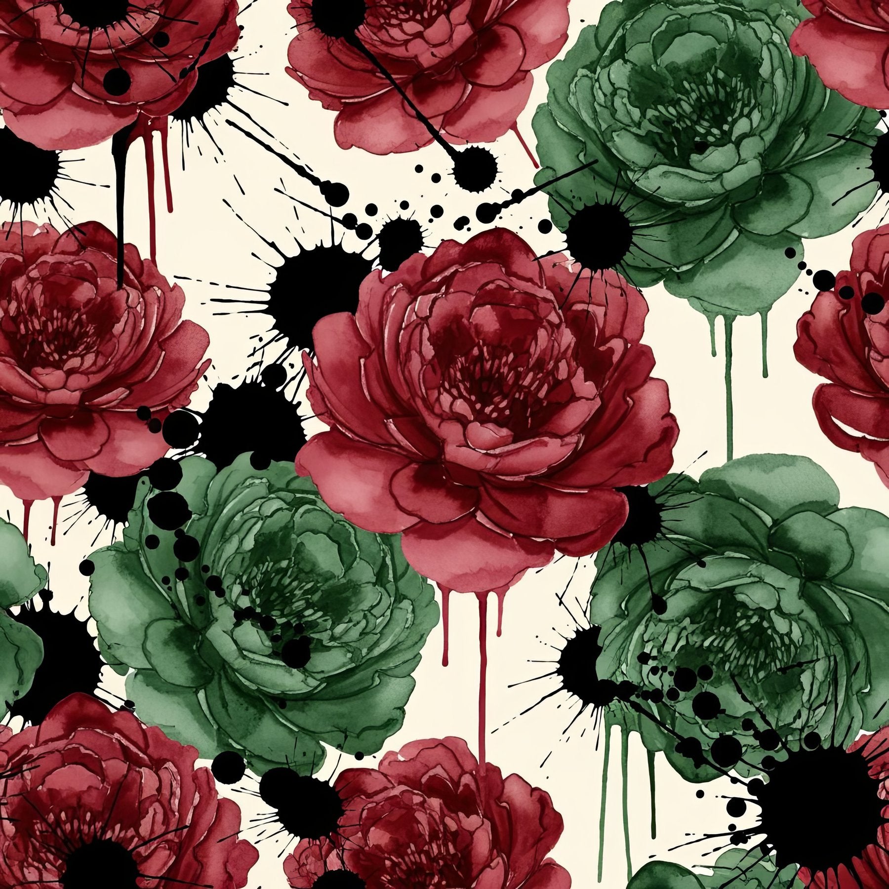 Wine Red Abstract Peony Wallpaper, Watercolor Floral Pattern, Contemporary Art Design, Modern Luxury Home Decor Wall Art