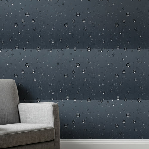 Charcoal Gray Raindrop Wallpaper, Photorealistic Water Glass Pattern, Modern Minimalist Peel Stick, Luxury Home Decor