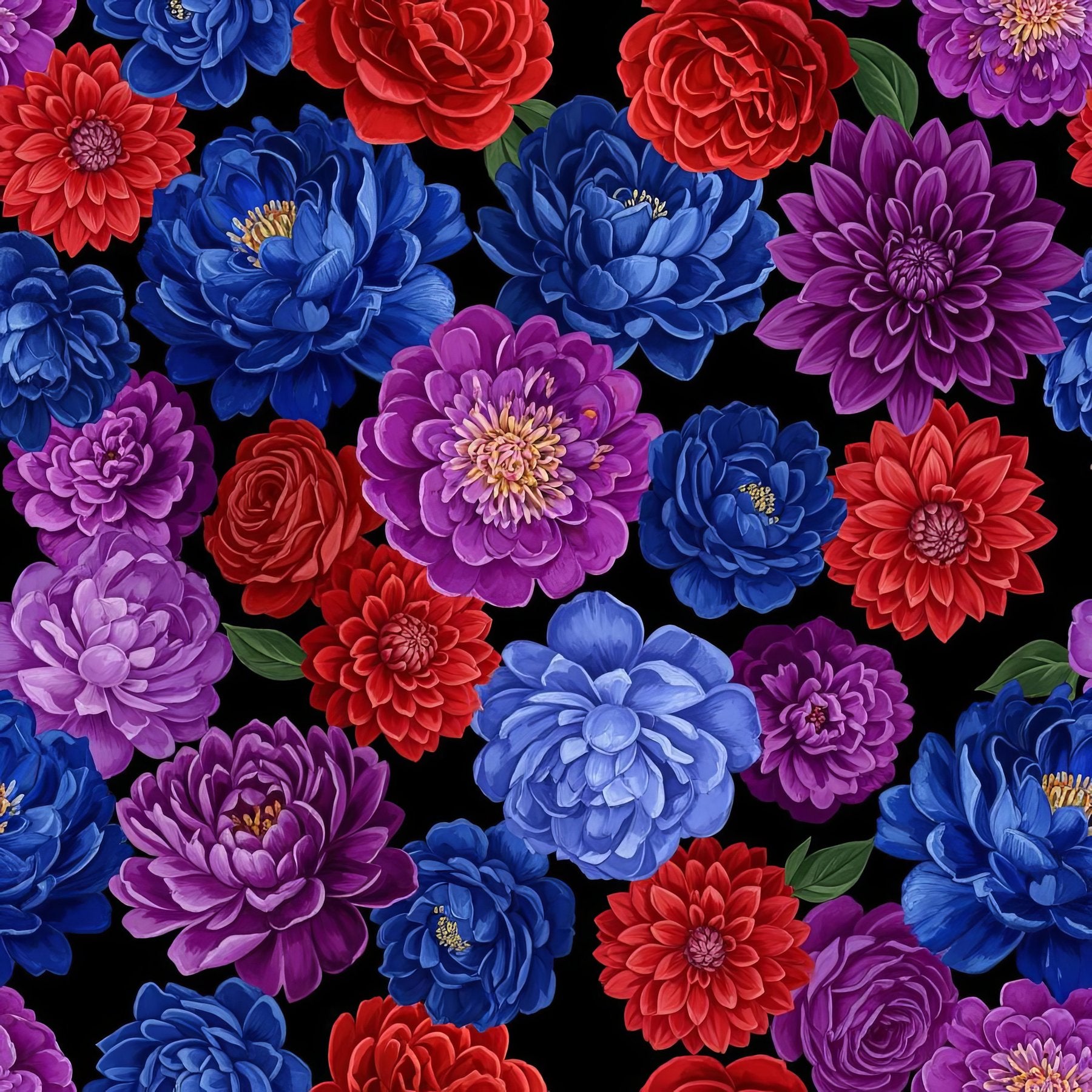 Jewel Tone Floral Wallpaper, Dark Maximalist Pattern, Ruby Sapphire Amethyst Blooms, Luxury Peel Stick, Moody Romantic Decor