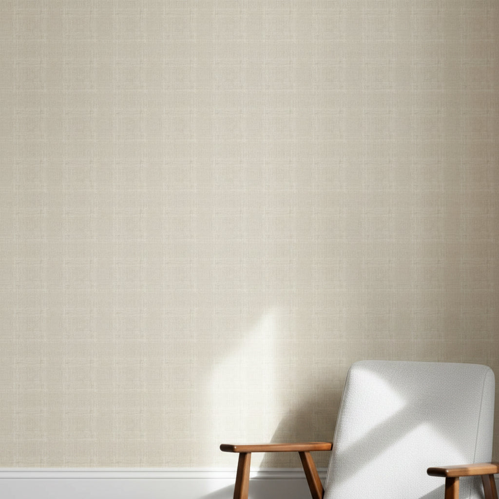 Natural Linen Texture Wallpaper, Beige Fabric Weave Pattern, Organic Textile Wall Decor, Neutral Peel and Stick Design