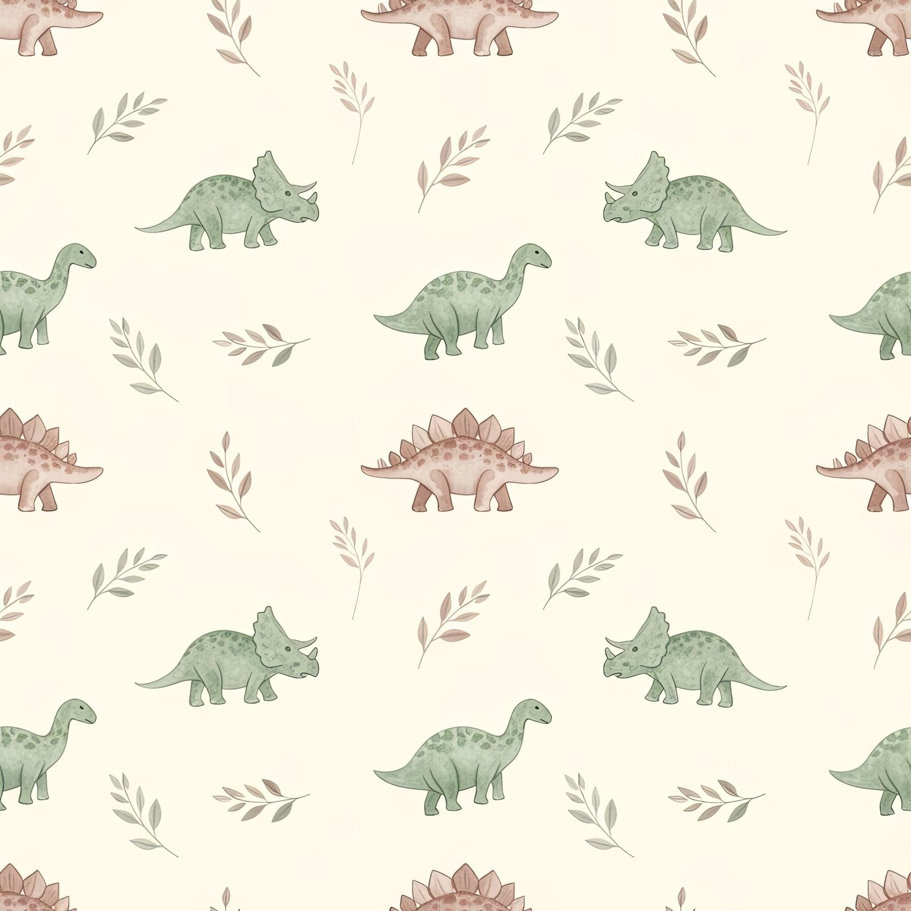 Sage Green Dinosaur Wallpaper, Watercolor Kids Room Decor, Minimalist Nursery Wall Art, Seamless Pattern Design