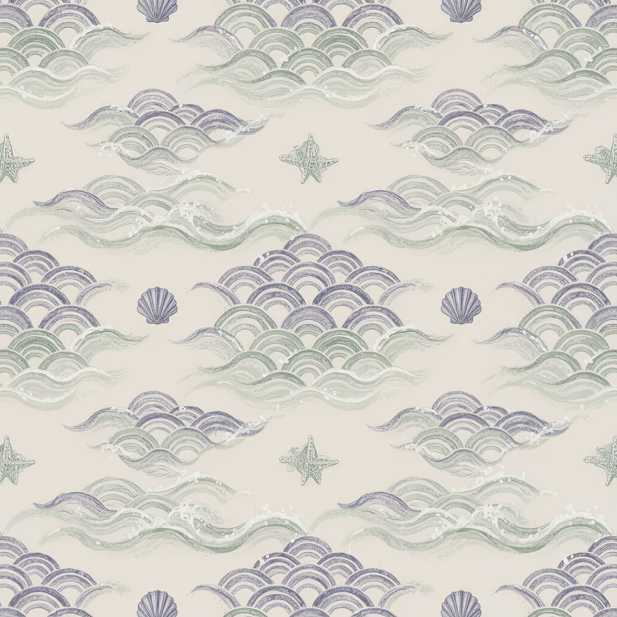 Soft Seafoam Scallop Wallpaper, Modern Nautical Wall Art, Minimalist Ocean Ripple Pattern, Elegant Nursery Removable Wallpaper