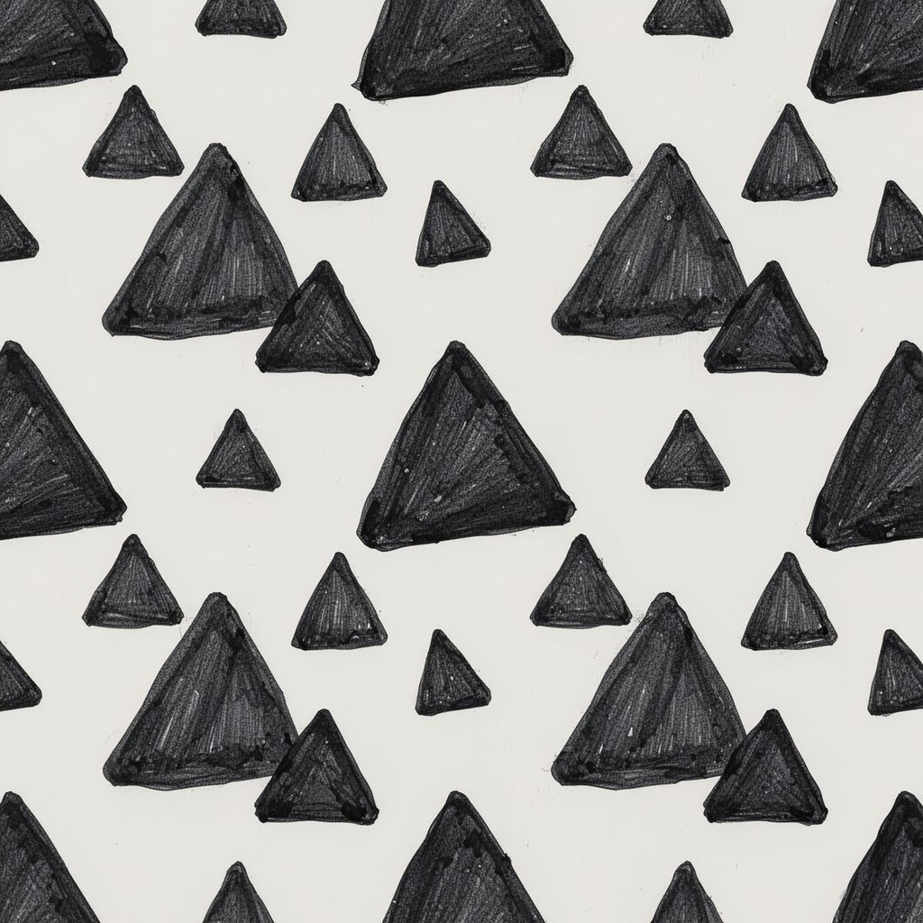 Scandinavian Minimalist Triangle Wallpaper, Charcoal Black Hand Drawn Geometric, Modern Nursery Wall Decor, Cream Peel and Stick Mural
