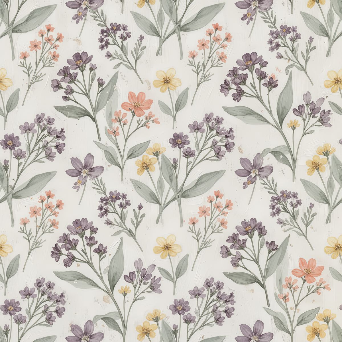 Muted Pastel Wildflower Wallpaper, Scandi Style Floral Pattern, Cream Botanical Wall Art, Luxury Removable Wallpaper, Whimsical Floral