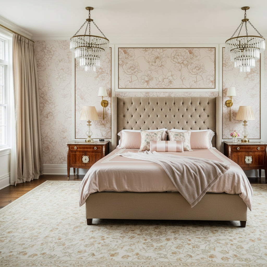 Oversized Peony Wallpaper, Champagne Gold Floral Pattern, Luxury Botanical Wall Decor, Modern Romantic Home Design