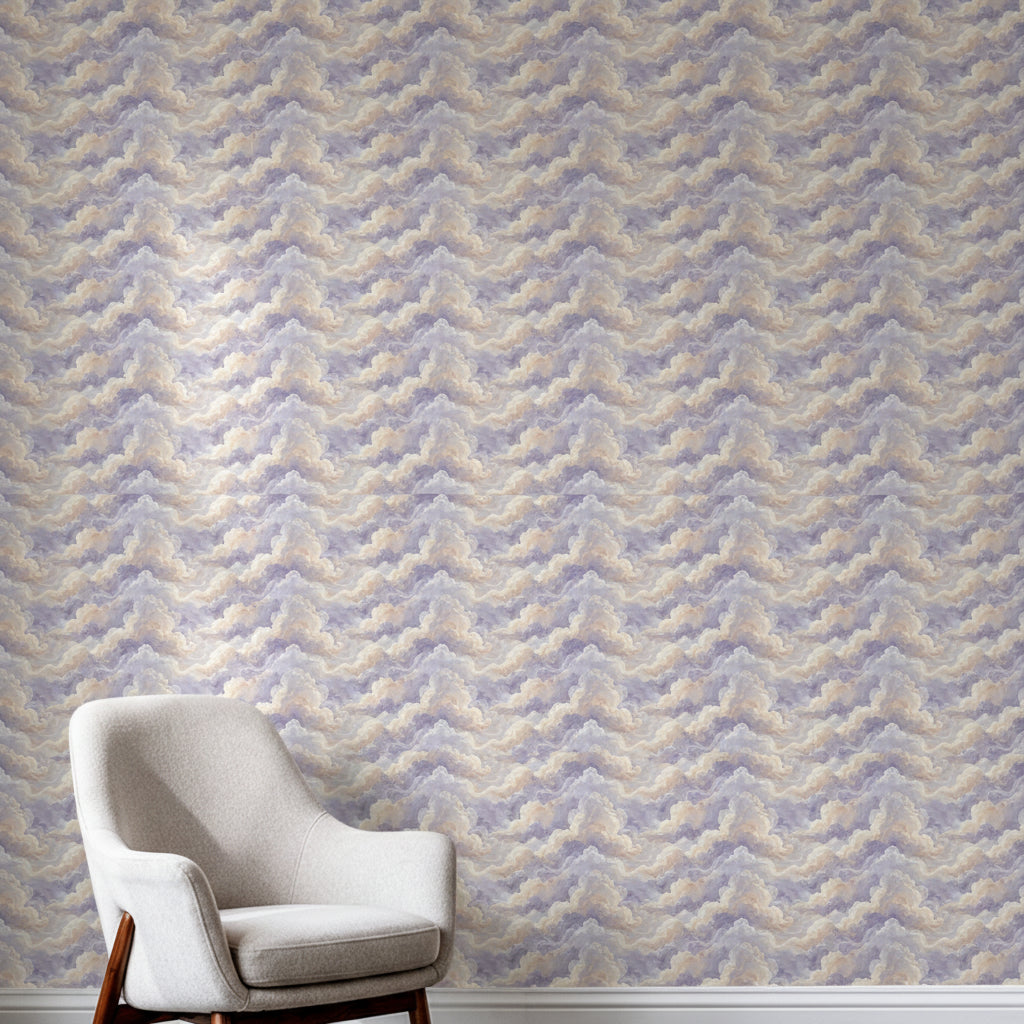 Iridescent Mist Wallpaper, Soft Pink and Blue Cloud Pattern, Atmospheric Watercolor Wall Art, Dreamy Pastel Seamless Tile, Luxury Peel and Stick