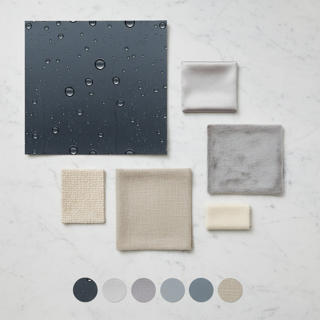 Charcoal Gray Raindrop Wallpaper, Photorealistic Water Glass Pattern, Modern Minimalist Peel Stick, Luxury Home Decor
