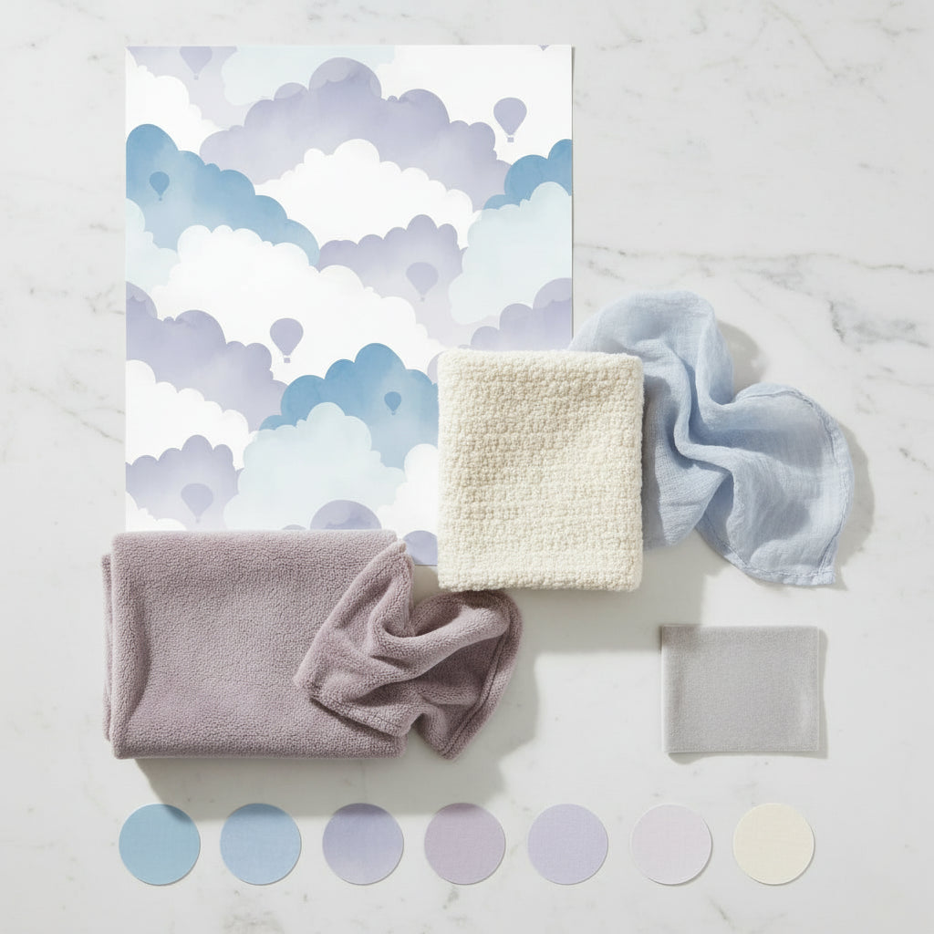 Abstract Cloud Wallpaper, Blue Watercolor Pattern, Modern Nursery Decor, Removable Wall Art, Sky Theme Home Design