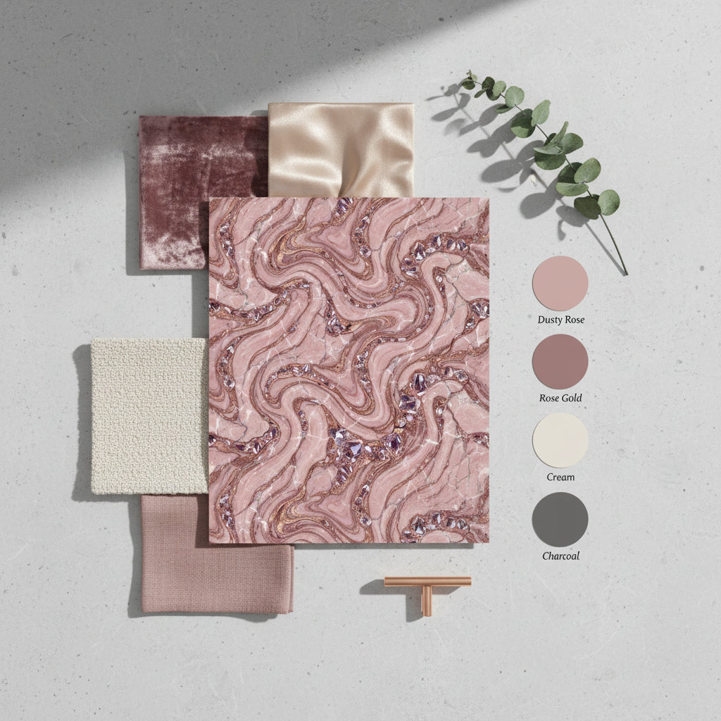 Rose Gold Marble Wallpaper, Pink Abstract Seamless Pattern, Luxury Stone Texture Wall Art, Modern Fluid Peel and Stick, High End Decor
