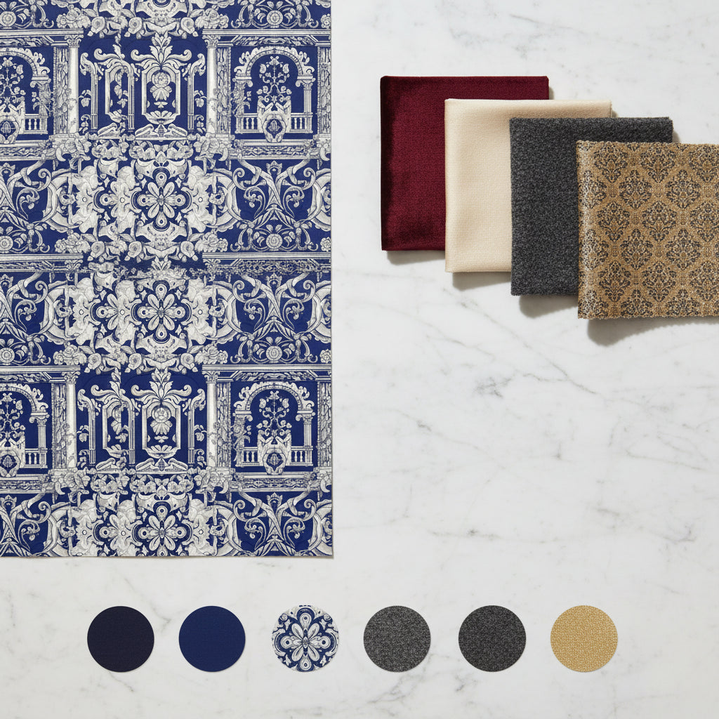 Baroque Castle Rose Wallpaper, Navy Blue Silver Floral Pattern, Renaissance Luxury Design, Royal Home Decor, Premium Wall Art
