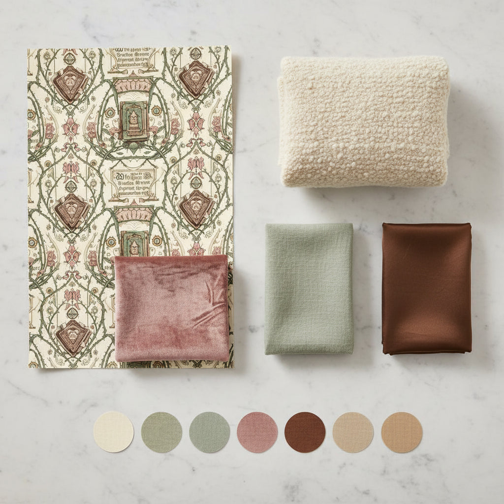 Romantic Botanical Wallpaper, Rose Pink Sage Green Pattern, Vintage Spell Book Design, Cottagecore Peel and Stick