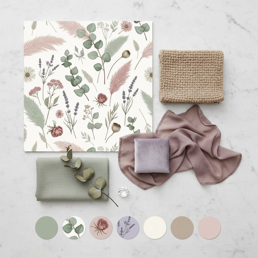 Sage Green Botanical Wallpaper, Eucalyptus Pattern, Boho Nature Design, Peel and Stick Wall Decor, Modern Nursery Art