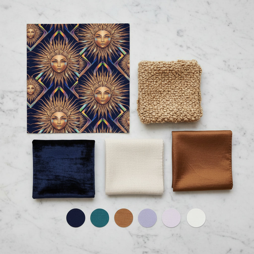 Sun Goddess Nouveau Wallpaper – Moody Abstract Plaster Mural, Bold and Sunny Wall Art, Modern Organic Textured Decor